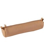 Trousse ronde pour stylos - Cuir Naturel - 18 cm : CLAIREFONTAINE Visuel