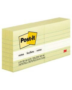 Notes adhésives lignées - Jaune - 76 x 76 mm POST-IT Lot de 6